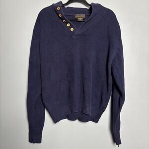 Vintage 90’s EDDIE BAUER Long Sleeve Navy Pullover Sweater Large Button Gorp Men